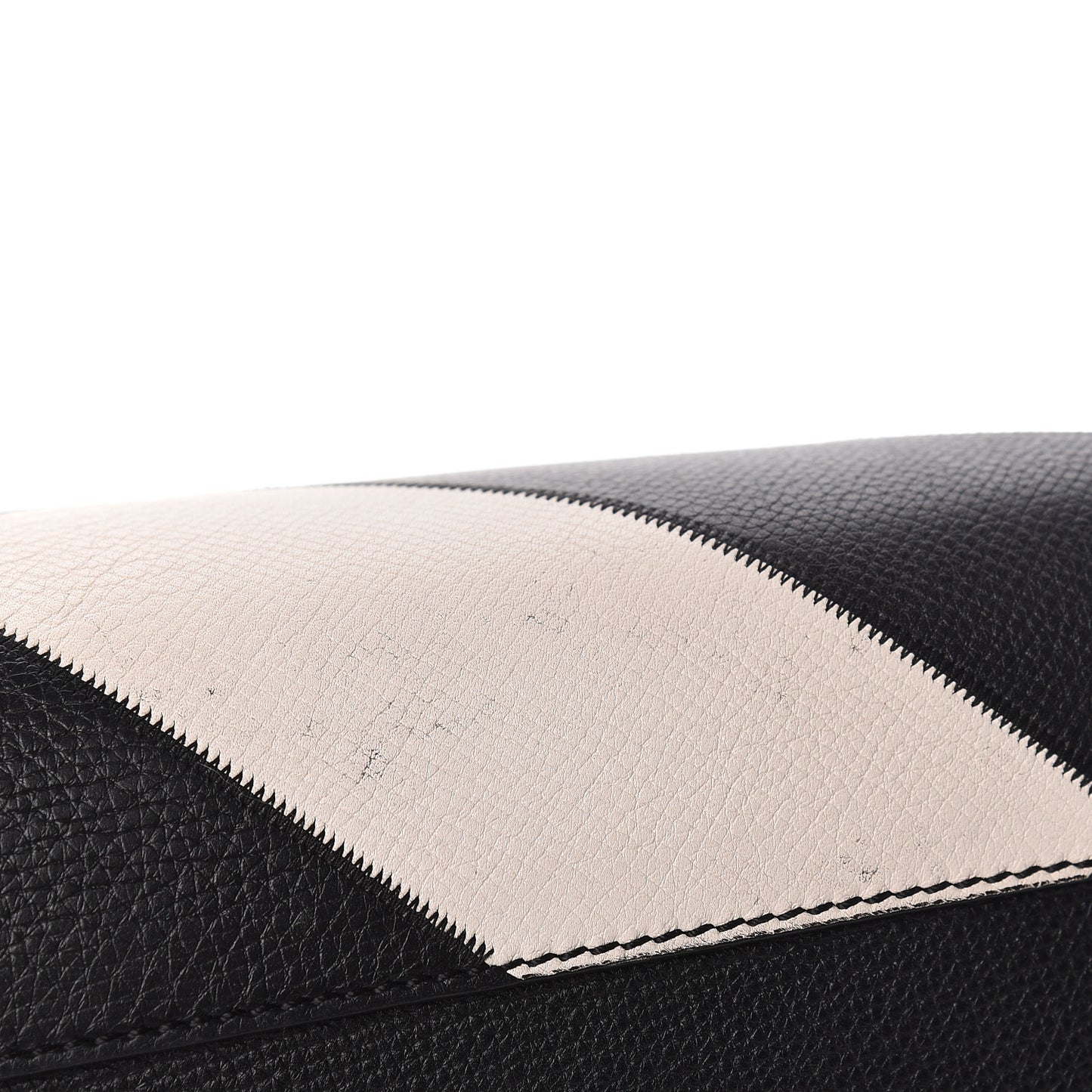 Grainy Calfskin Patchwork Medium Banner Tote Black White