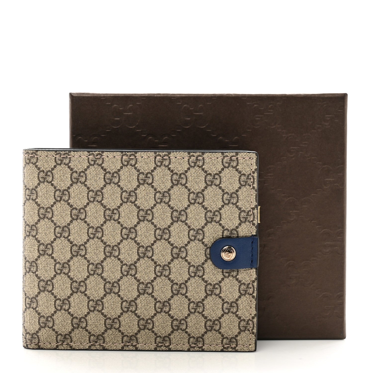 Gucci Monogram GG Supreme Bi-Fold Wallet Blue 7 of 7