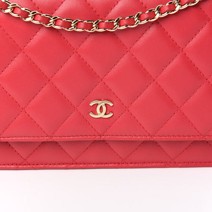 Chanel Lambskin Quilted Wallet On Chain WOC Red 12 of 12