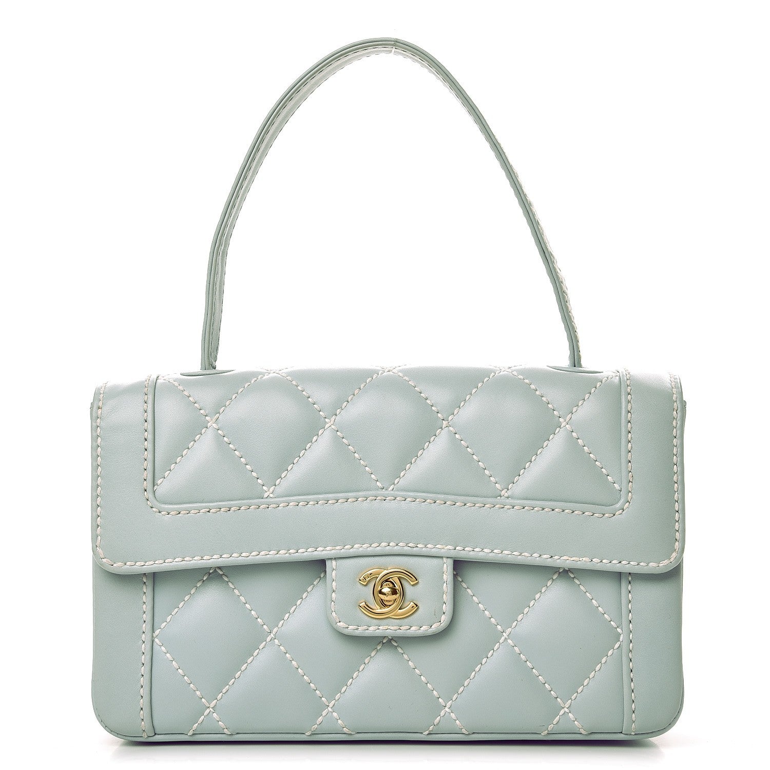 Chanel Calfskin Quilted Wild Stitch Flap Light Blue 1 of 12