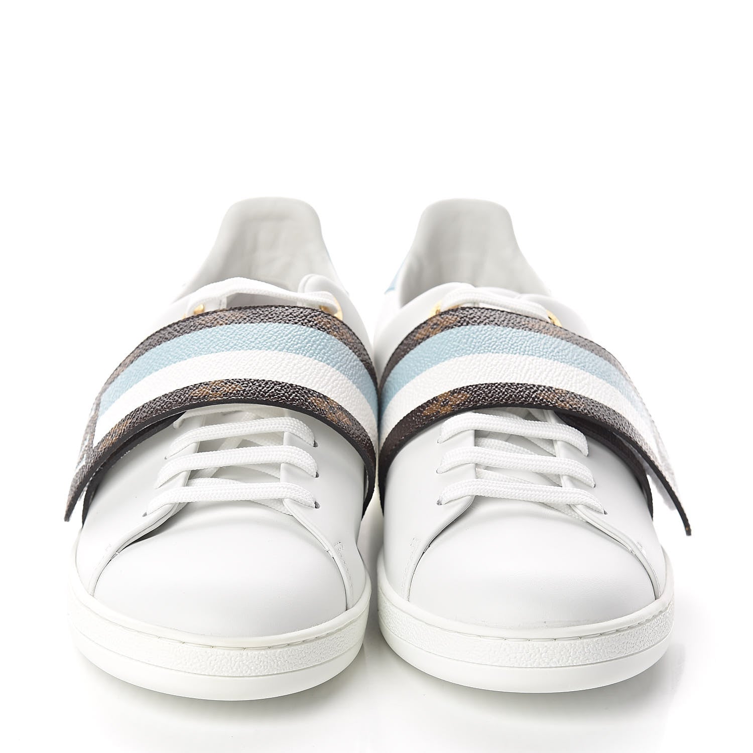 Louis Vuitton Calfskin Monogram Striped Frontrow Sneakers 41 White 2 of 8