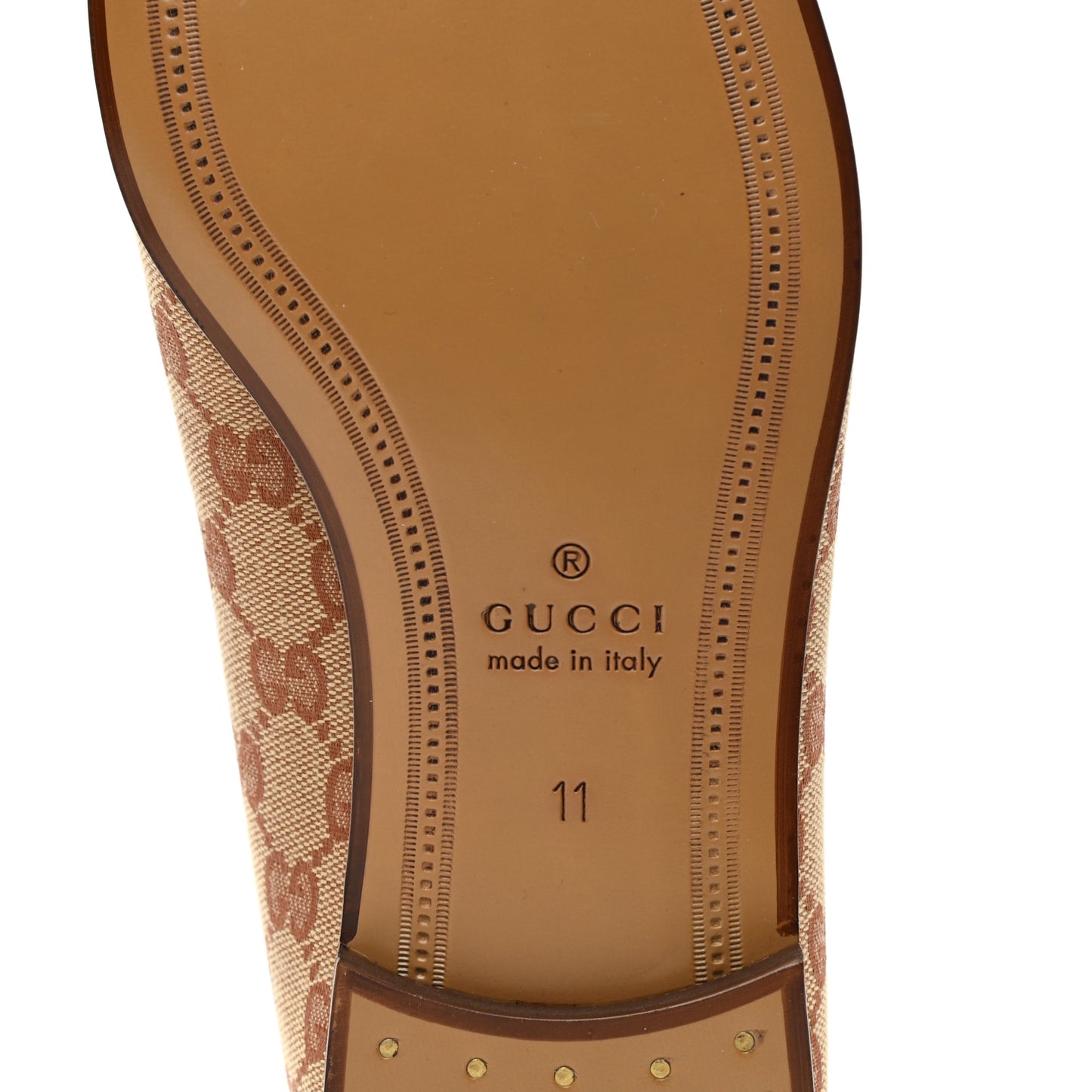 Canvas GG Monogram Horsebit Mens Jordaan Loafers 11 Beige Ruggine Light Brown