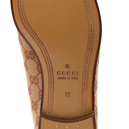 Gucci Canvas GG Monogram Horsebit Mens Jordaan Loafers 11 Beige Ruggine Light Brown 7 of 8