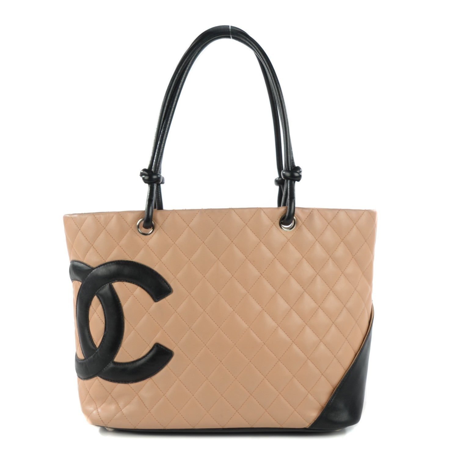 Chanel Calfskin Quilted Large Cambon Tote Beige Black 1 of 13