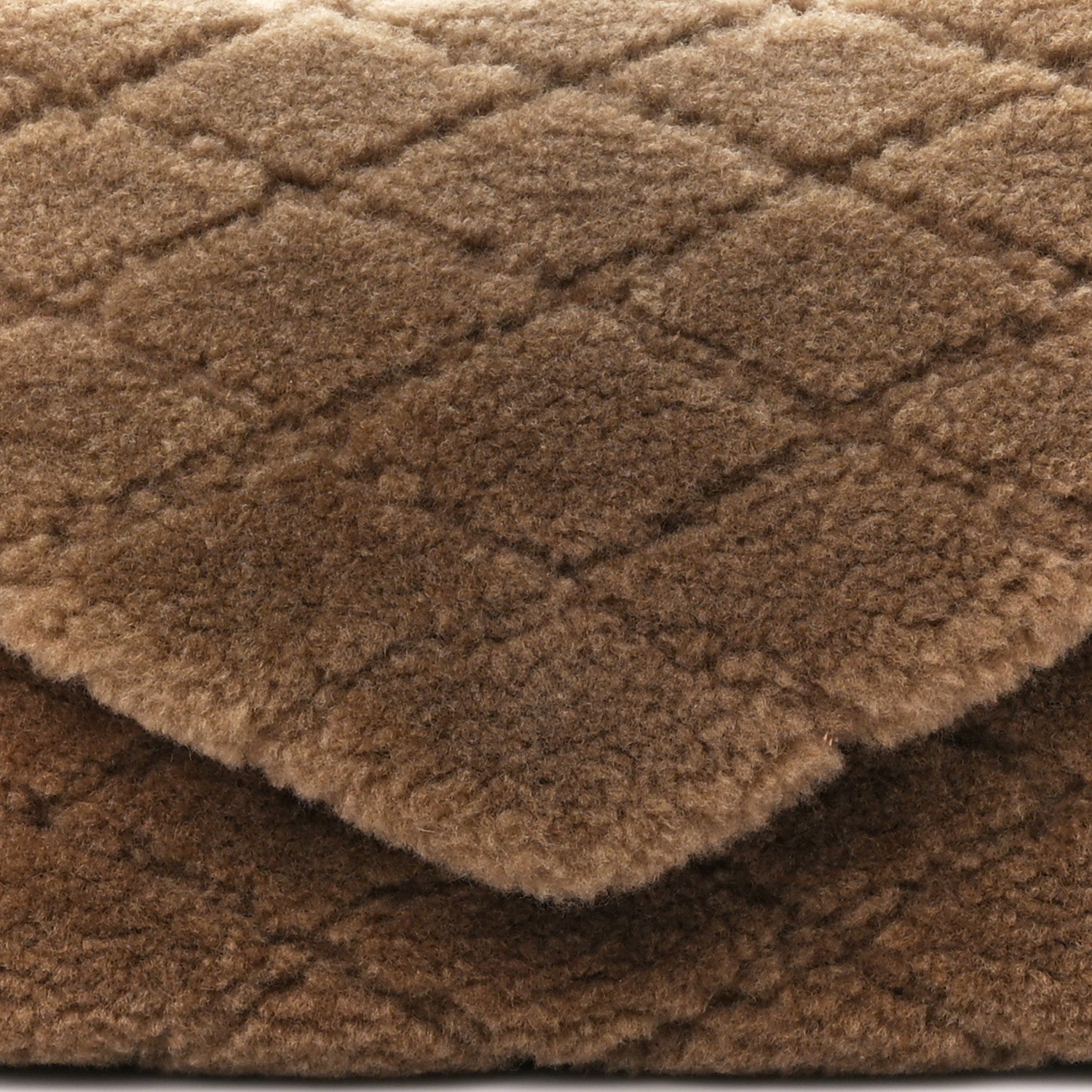 Saint Laurent Shearling Lambskin Quilted Sade Puffer Envelope Clutch Natural Brown 10 of 12