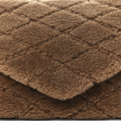 Saint Laurent Shearling Lambskin Quilted Sade Puffer Envelope Clutch Natural Brown 10 of 12