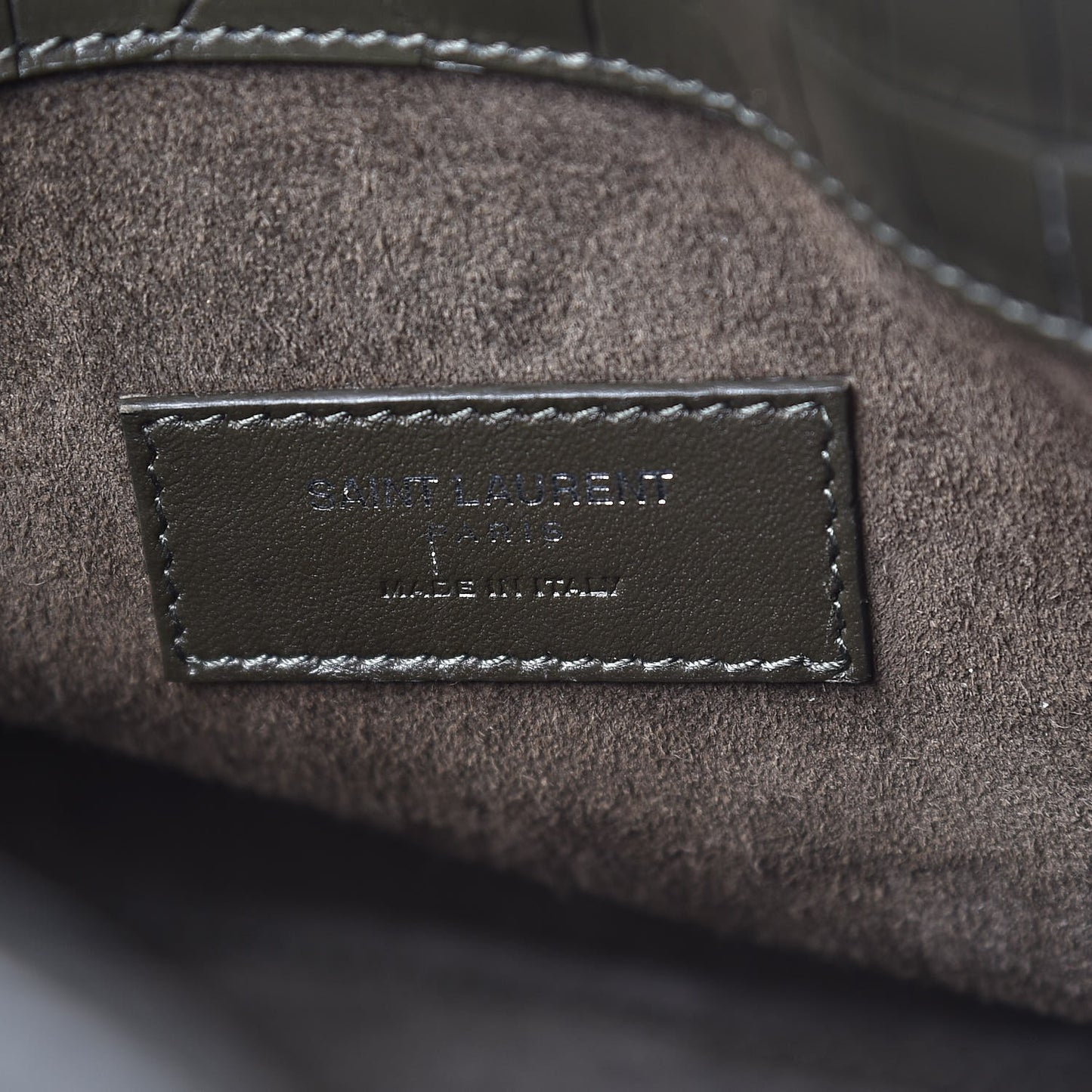 Calfskin Crocodile Embossed Baby Supple Sac De Jour Dark Leaf