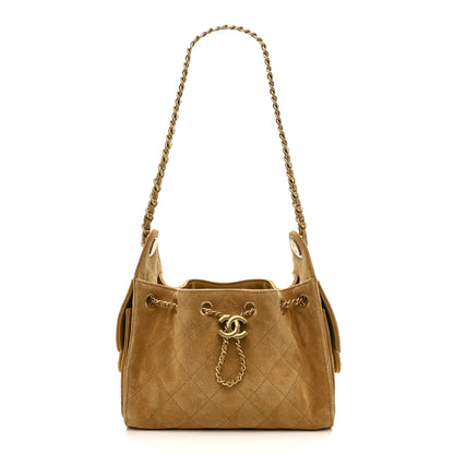 Chanel Suede Quilted Mini Chanel 25 Handbag Beige 1 of 12
