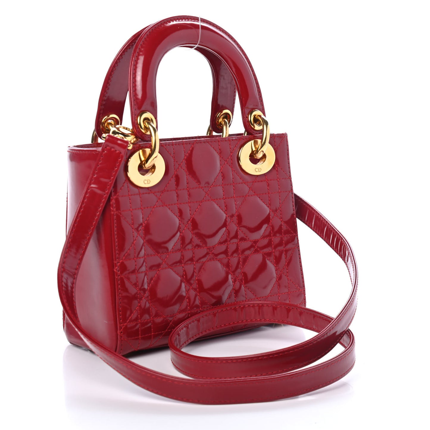 Patent Cannage Mini Lady Dior Red