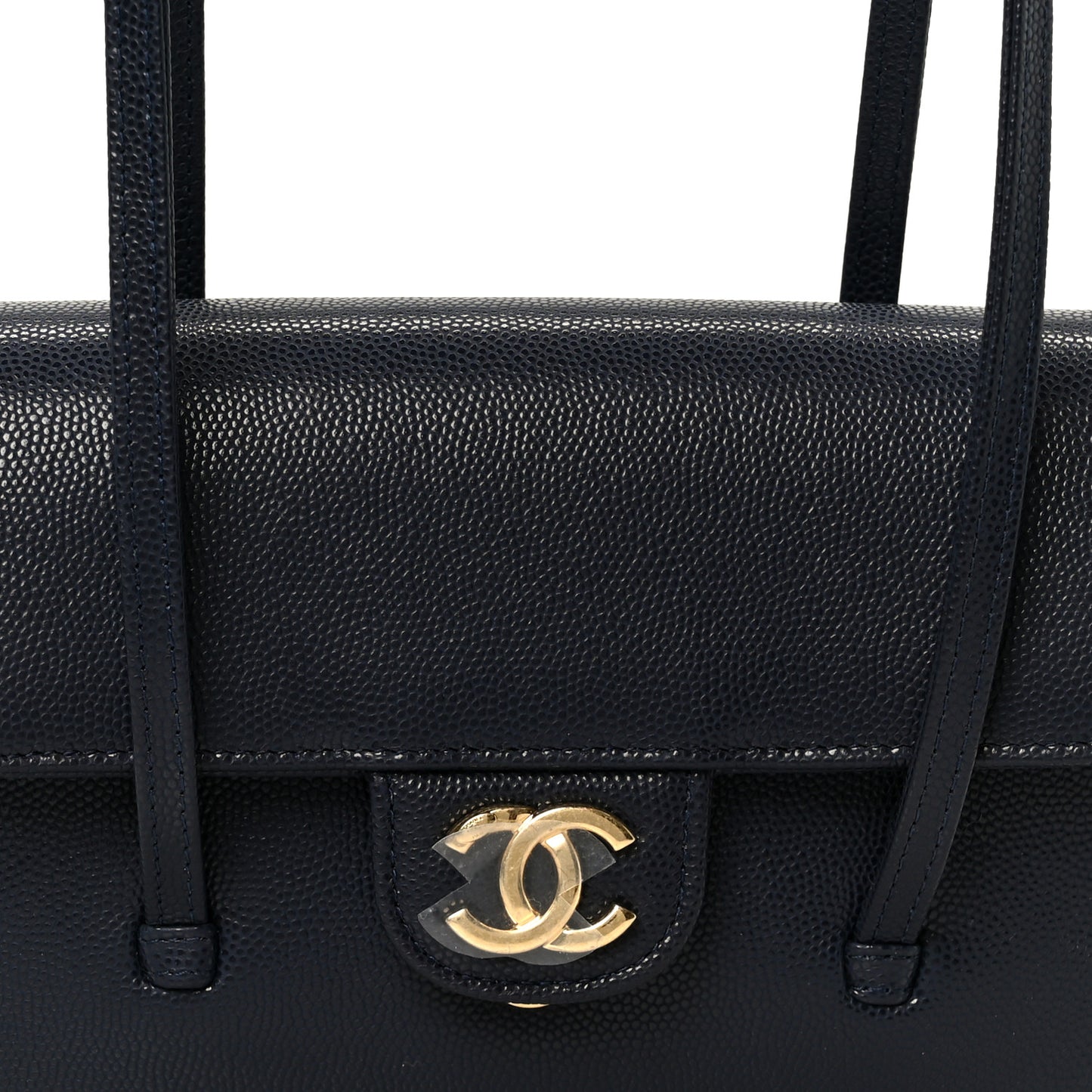 Shiny Caviar Mini Preppy Coco Shoulder Bag Dark Blue