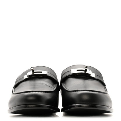 Hermes Calfskin Womens Destin Loafers 38.5 Black 3 of 12