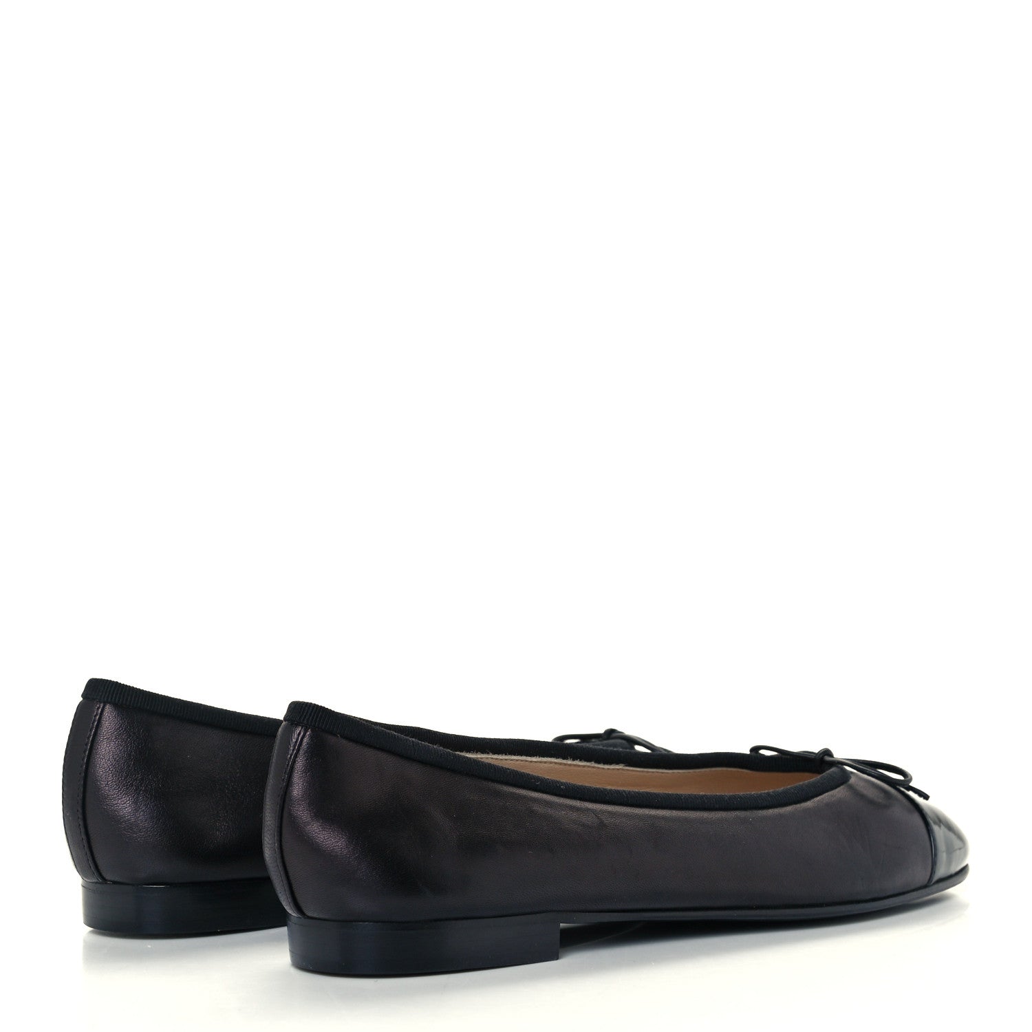 Chanel Lambskin Patent Cap Toe Ballerina Flats 40 Black 4 of 10