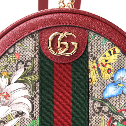 Gucci GG Supreme Monogram Web Flora Mini Ophidia Round Backpack Red 7 of 11