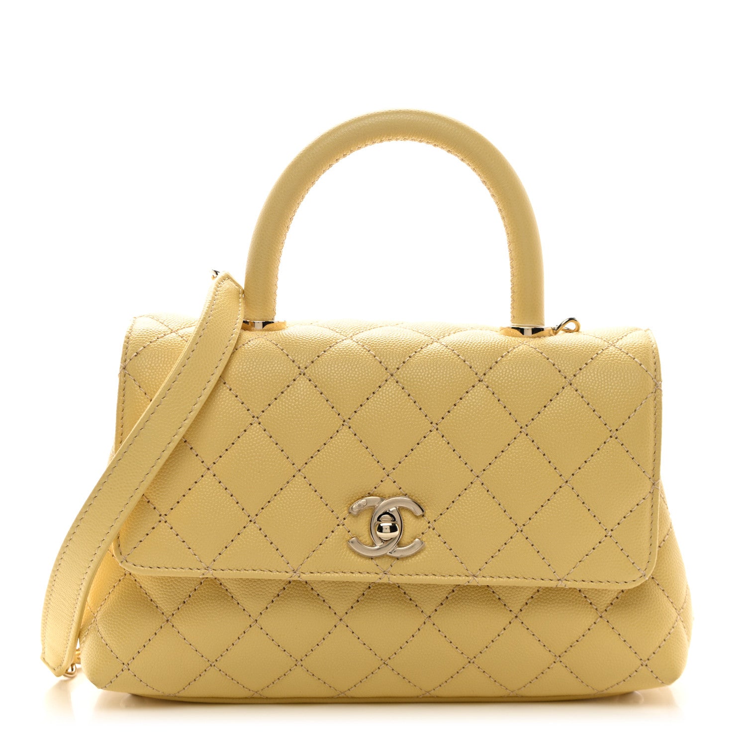 Chanel Caviar Quilted Mini Coco Handle Flap Yellow 1 of 10