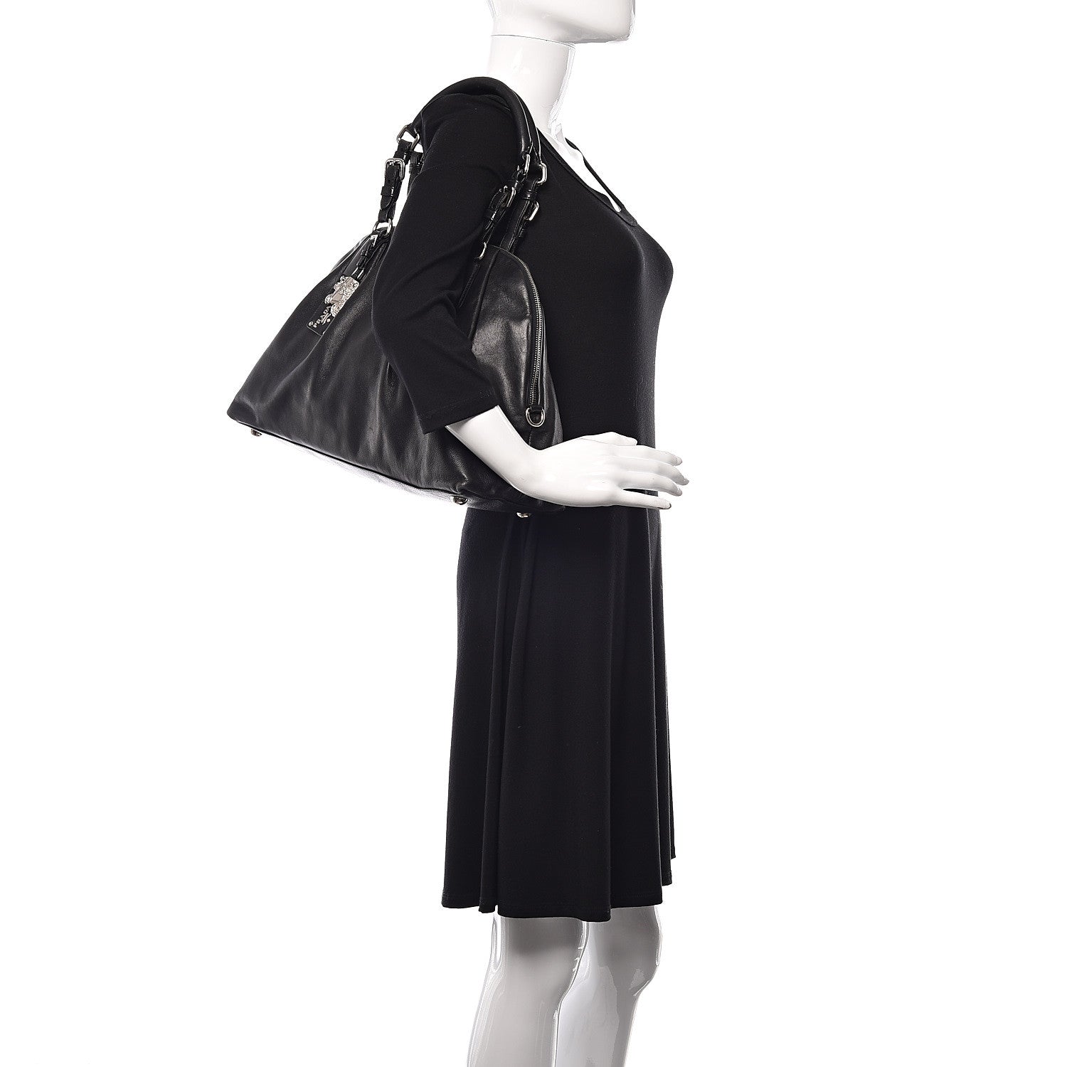Prada Soft Calfskin Dome Sachel Black 2 of 15
