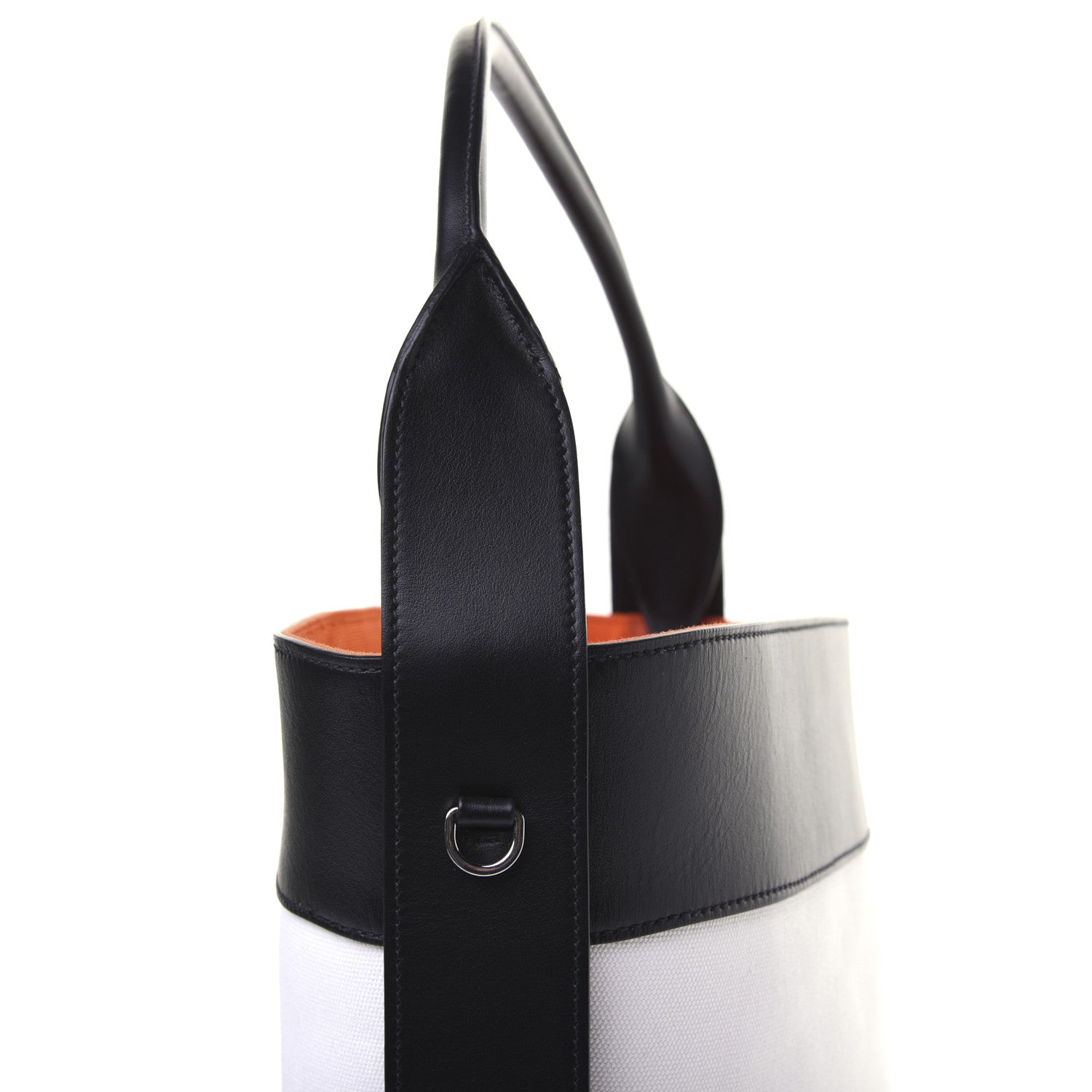 Prada Calfskin Canvas Ouverture Bucket Bag White 16 of 20