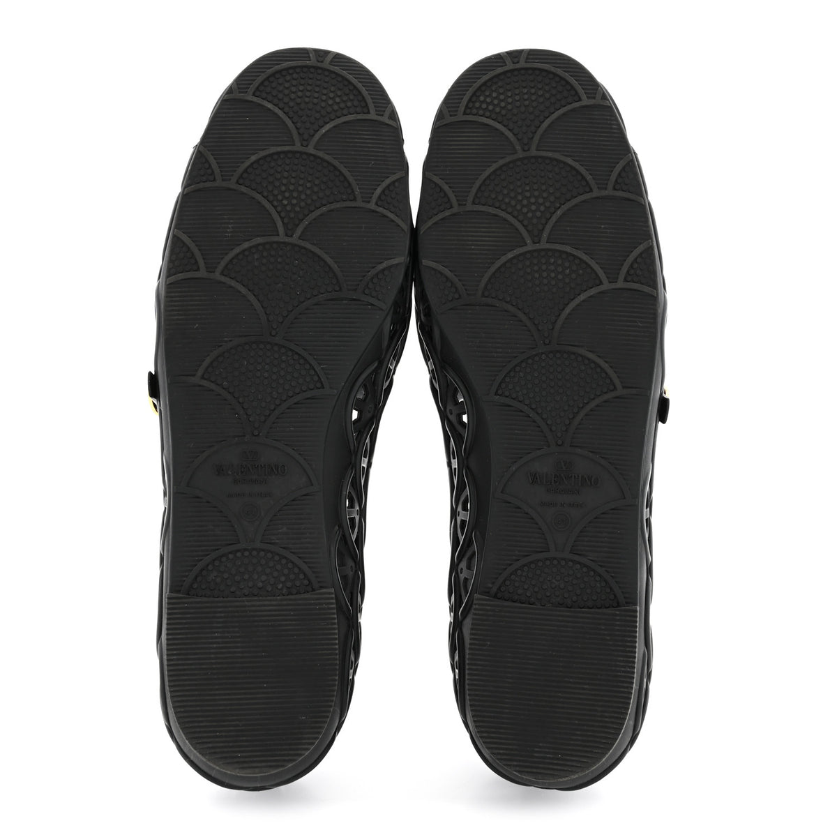 Valentino Garavani Scalloped Rubber VLogo Ondette Ballerina Flats 41 Black 6 of 9