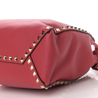 Valentino Garavani Grained Calfskin Rockstud Bucket Bag Red 9 of 9