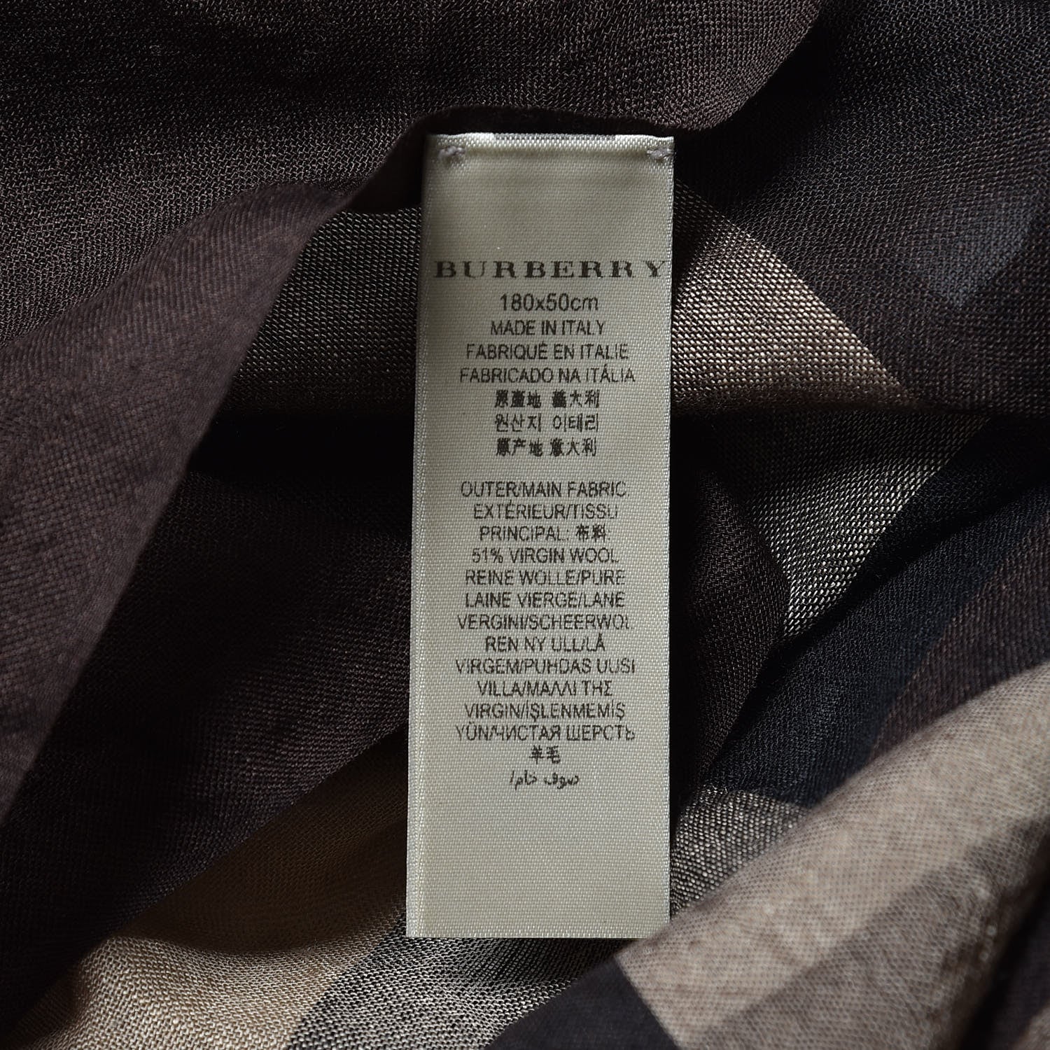 Burberry Wool Silk Gauze Giant Exploded Check Scarf Dark Brown 6 of 6