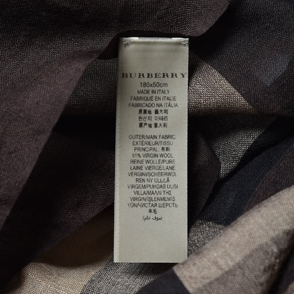 Burberry Wool Silk Gauze Giant Exploded Check Scarf Dark Brown 6 of 6
