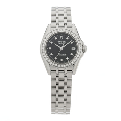 TUDOR Stainless Steel Diamond Bezel 26mm Monarch Date Automatic Watch Black 15810 1 of 5