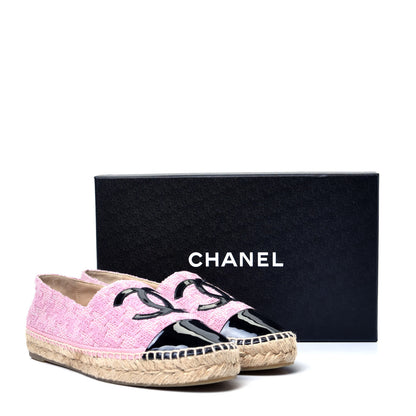 Chanel Tweed Patent CC Espadrilles 39 Pink Black 12 of 12