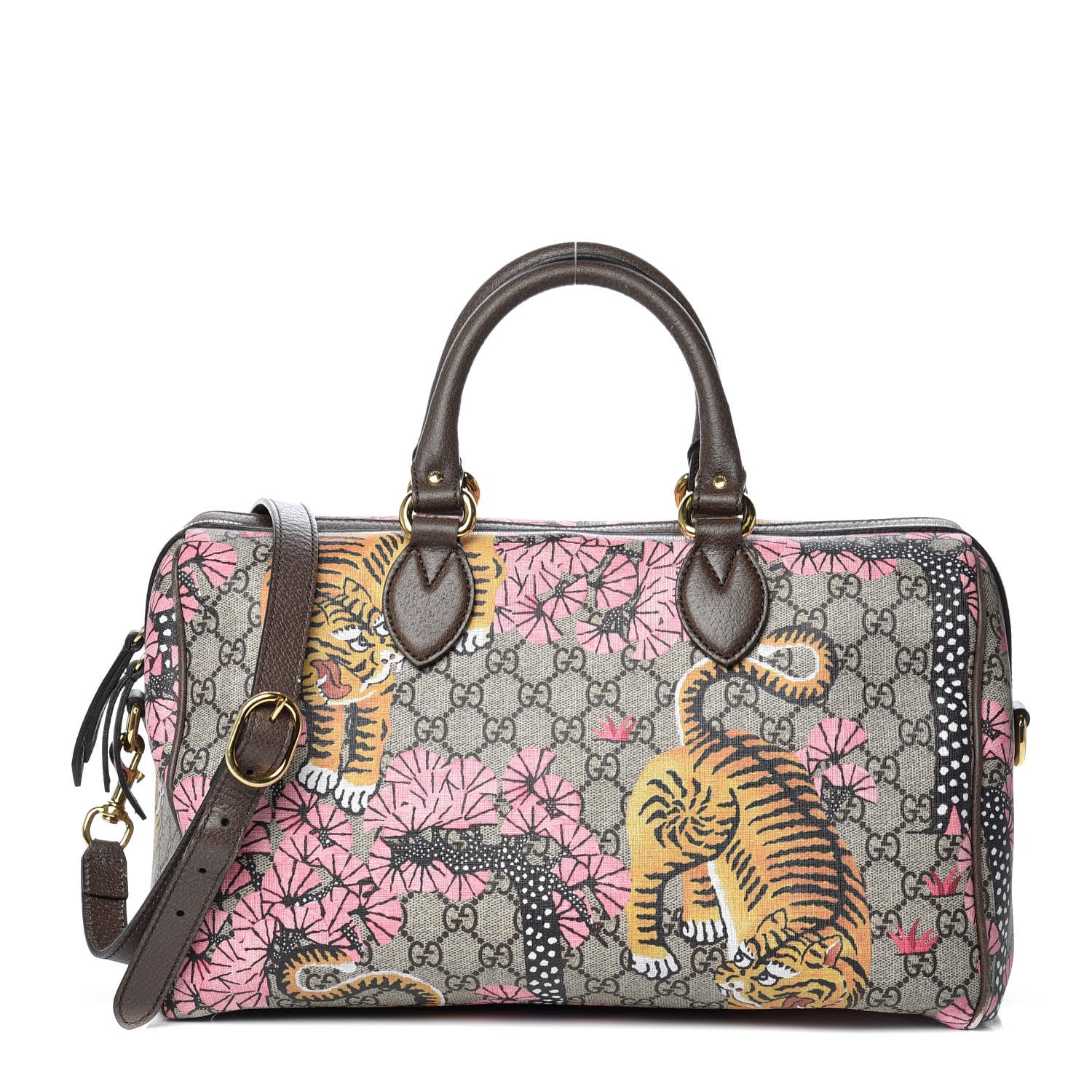 Gucci GG Supreme Monogram Bengal Medium Boston Beige PInk 1 of 13