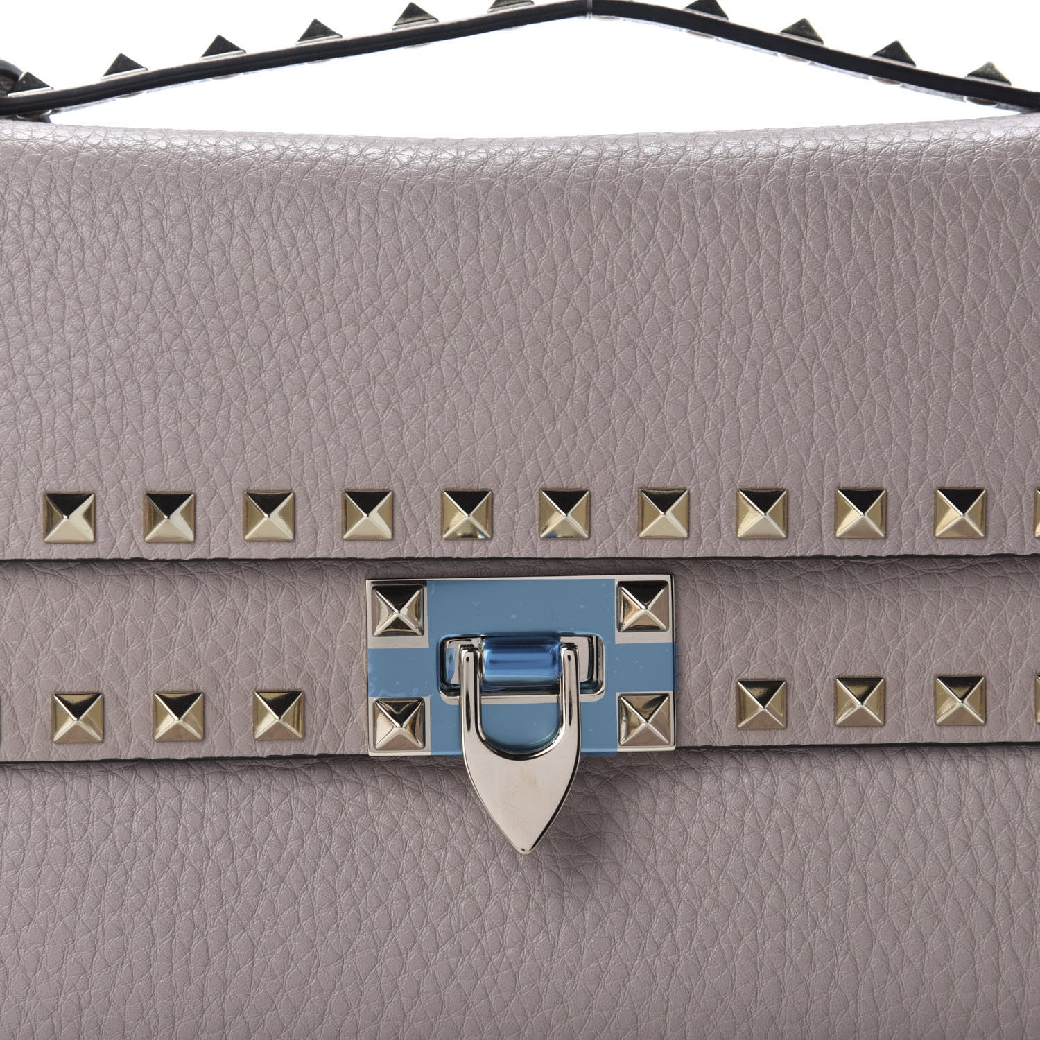 Valentino Garavani Grainy Calfskin Rockstud Double Flap Crossbody Bag Poudre 8 of 8