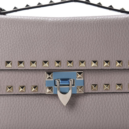 Valentino Garavani Grainy Calfskin Rockstud Double Flap Crossbody Bag Poudre 8 of 8