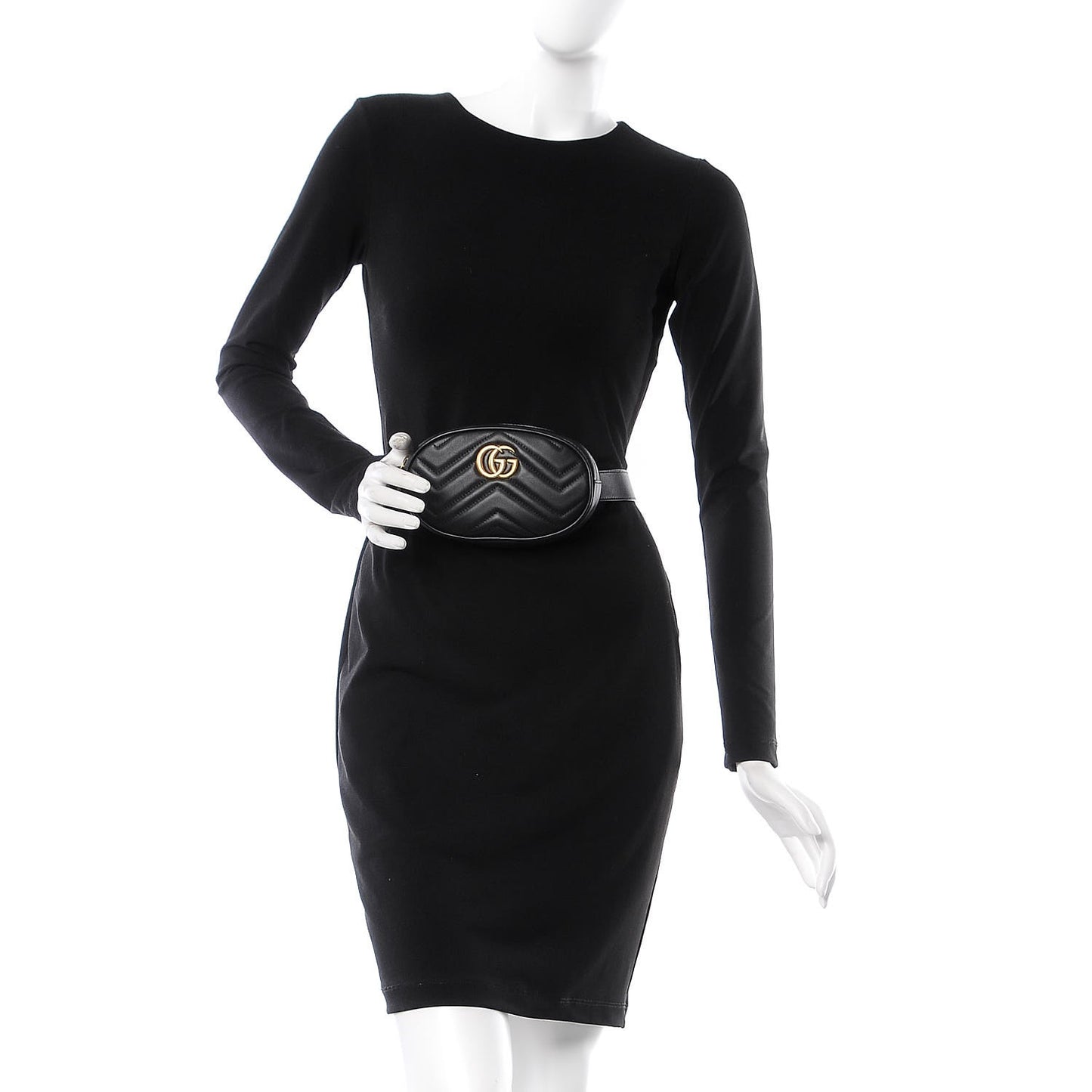 Calfskin Matelasse GG Marmont Belt Bag 85 34 Black