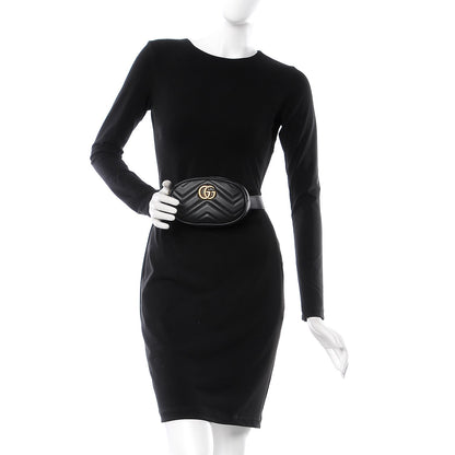 Gucci Calfskin Matelasse GG Marmont Belt Bag 85 34 Black 2 of 7
