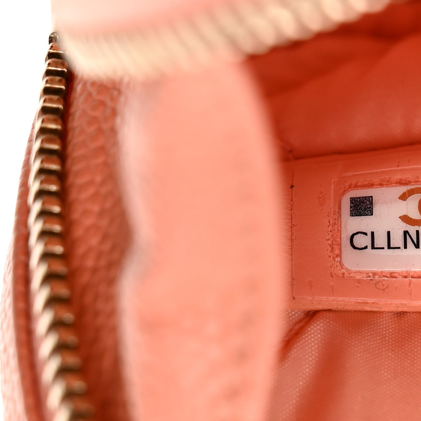 Caviar Quilted Small Curvy Pouch Cosmetic Case Light Orange