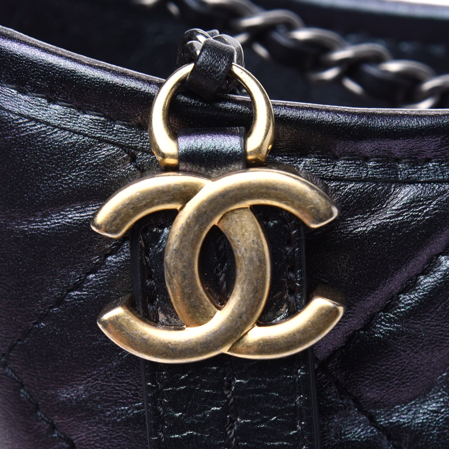 Chanel Iridescent Aged Calfskin Quilted Medium Gabrielle Hobo Black 14 of 17