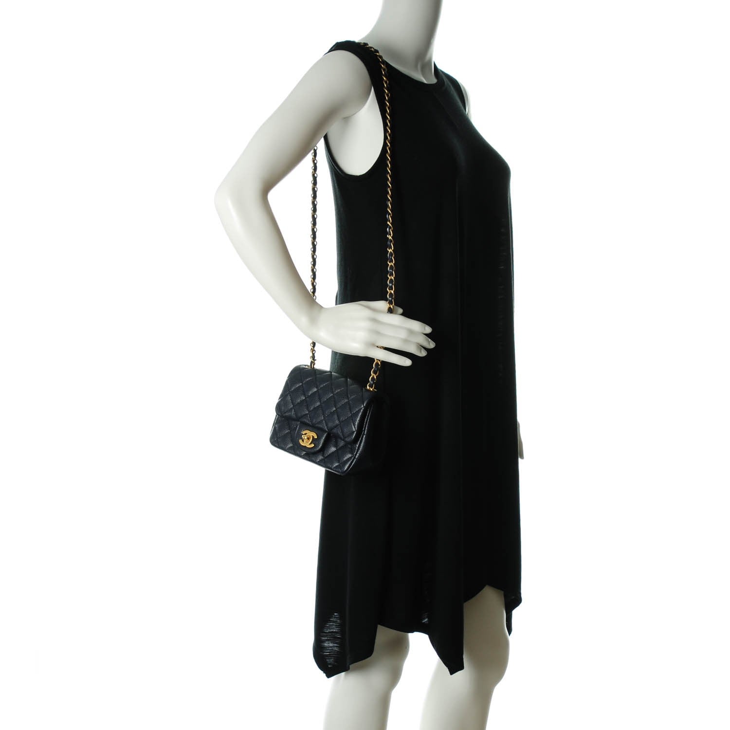 Chanel Caviar Quilted Mini Square Flap Navy 2 of 8