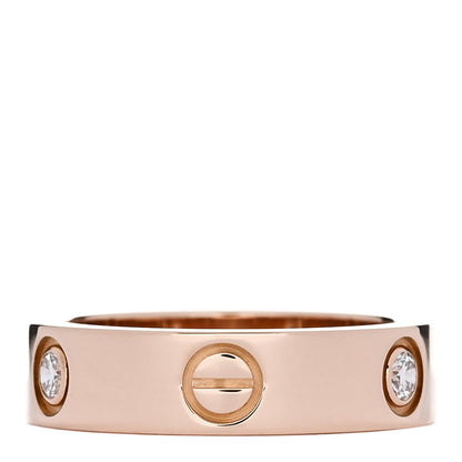 Cartier 18K Pink Gold 3 Diamond 5.5mm LOVE Ring 56 7.75 3 of 4
