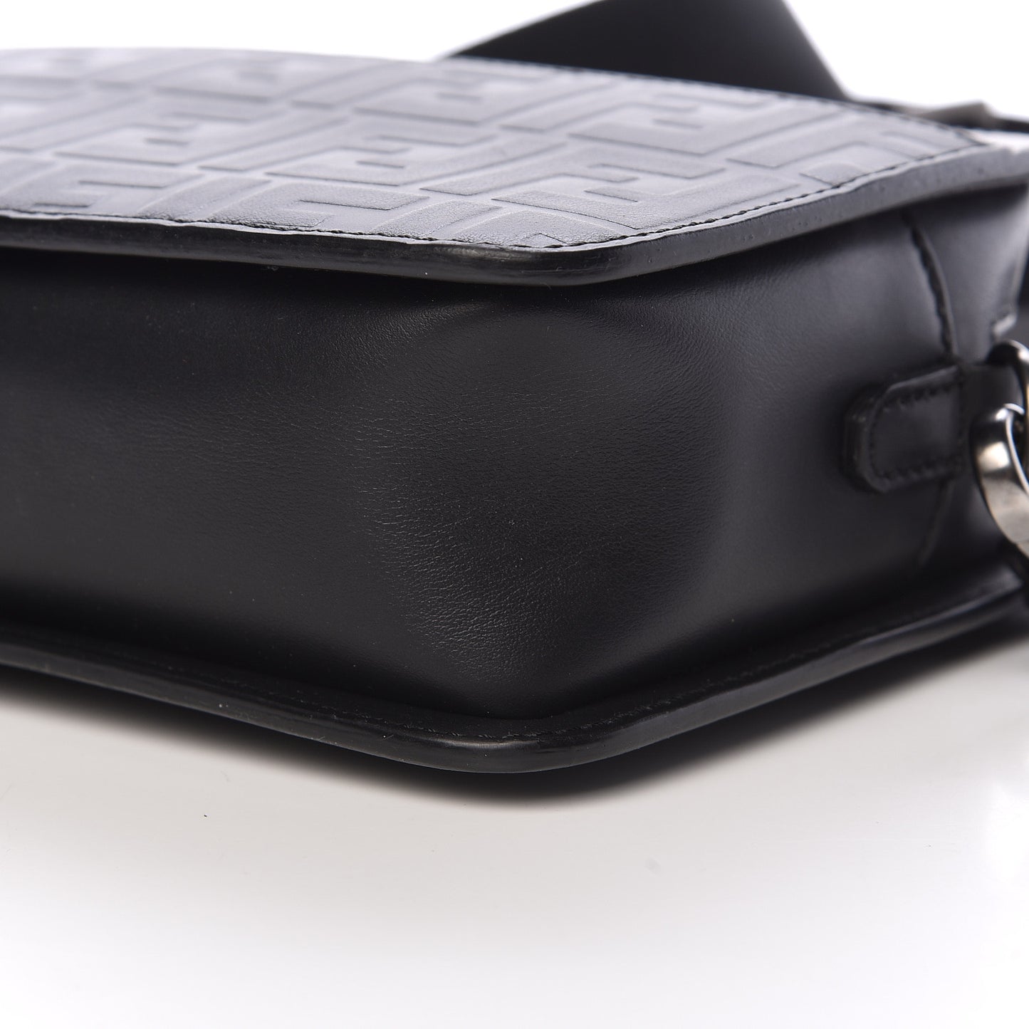 Vitello Century Grace FF Embossed Shoulder Clutch Black