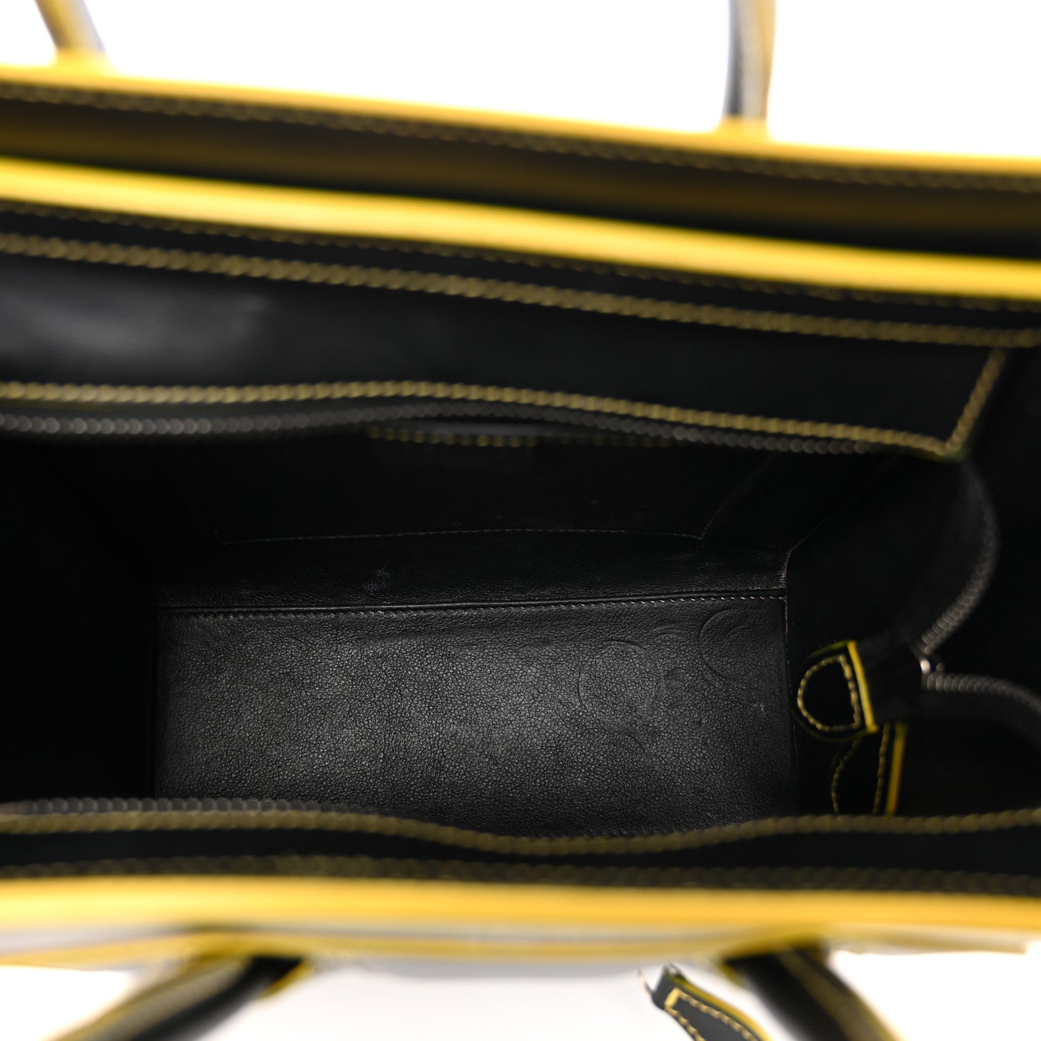 Celine Satin Calfskin Nano Debossed Luggage Black Yellow 5 of 11