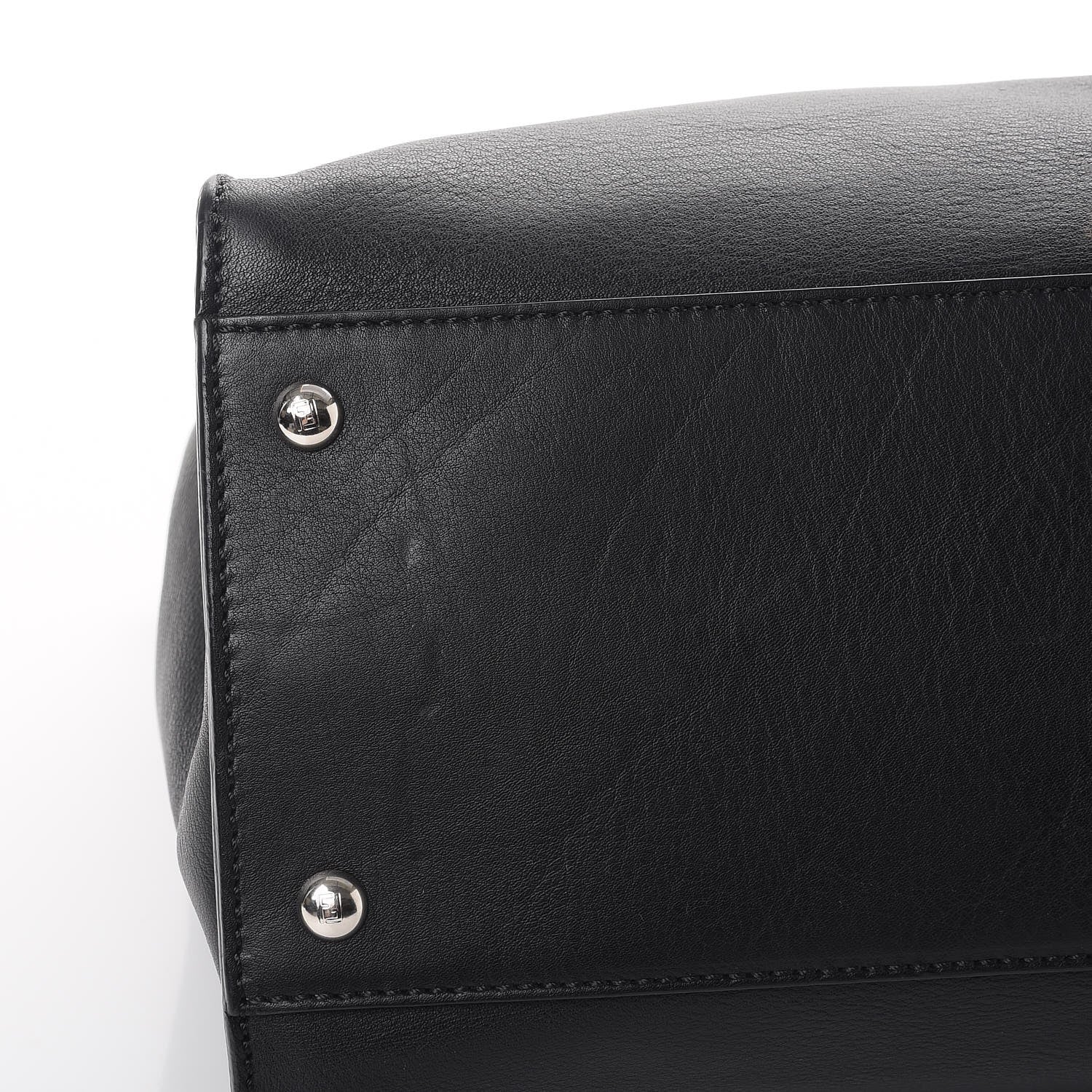 Fendi Vitello Dolce Shiny Nappa Large Peekaboo Iconic Satchel Black Camelia 12 of 13