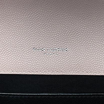 Saint Laurent Grain De Poudre Textured Mixed Matelasse Medium Triquilt Monogram Satchel Marble Pink 7 of 9