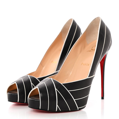Christian Louboutin Calfskin Undessin Alta 120 Pumps 39 Black White 3 of 13