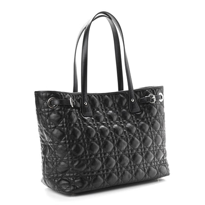 Christian Dior Coated Canvas Cannage Small Panarea Tote Black 2 of 9