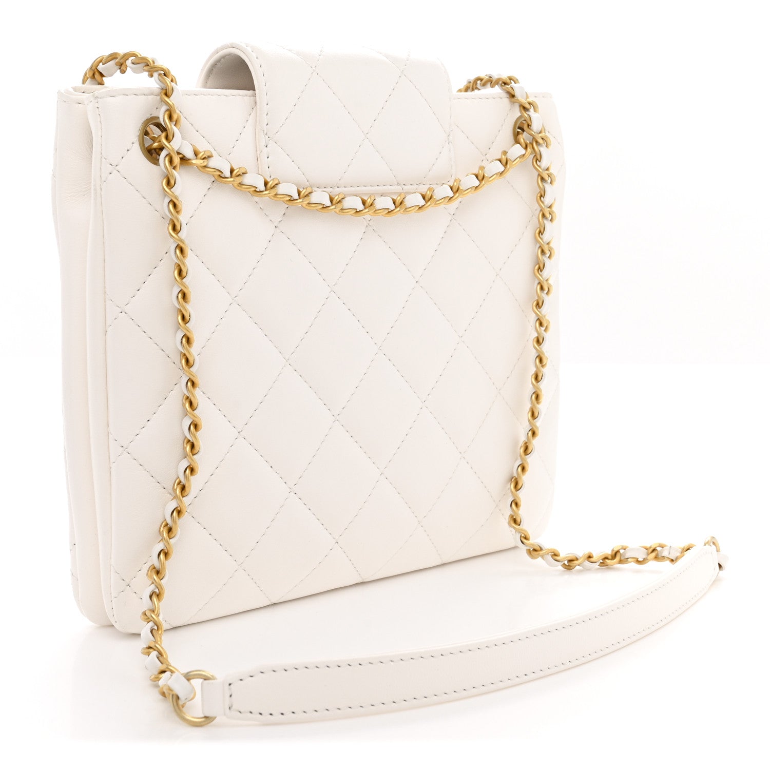 Chanel Lambskin Quilted Giant CC Shoulder Bag White 3 of 10