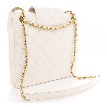 Chanel Lambskin Quilted Giant CC Shoulder Bag White 3 of 10