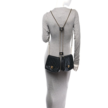 Chanel Lambskin Pearl Quilted Side Packs Black 2 of 9