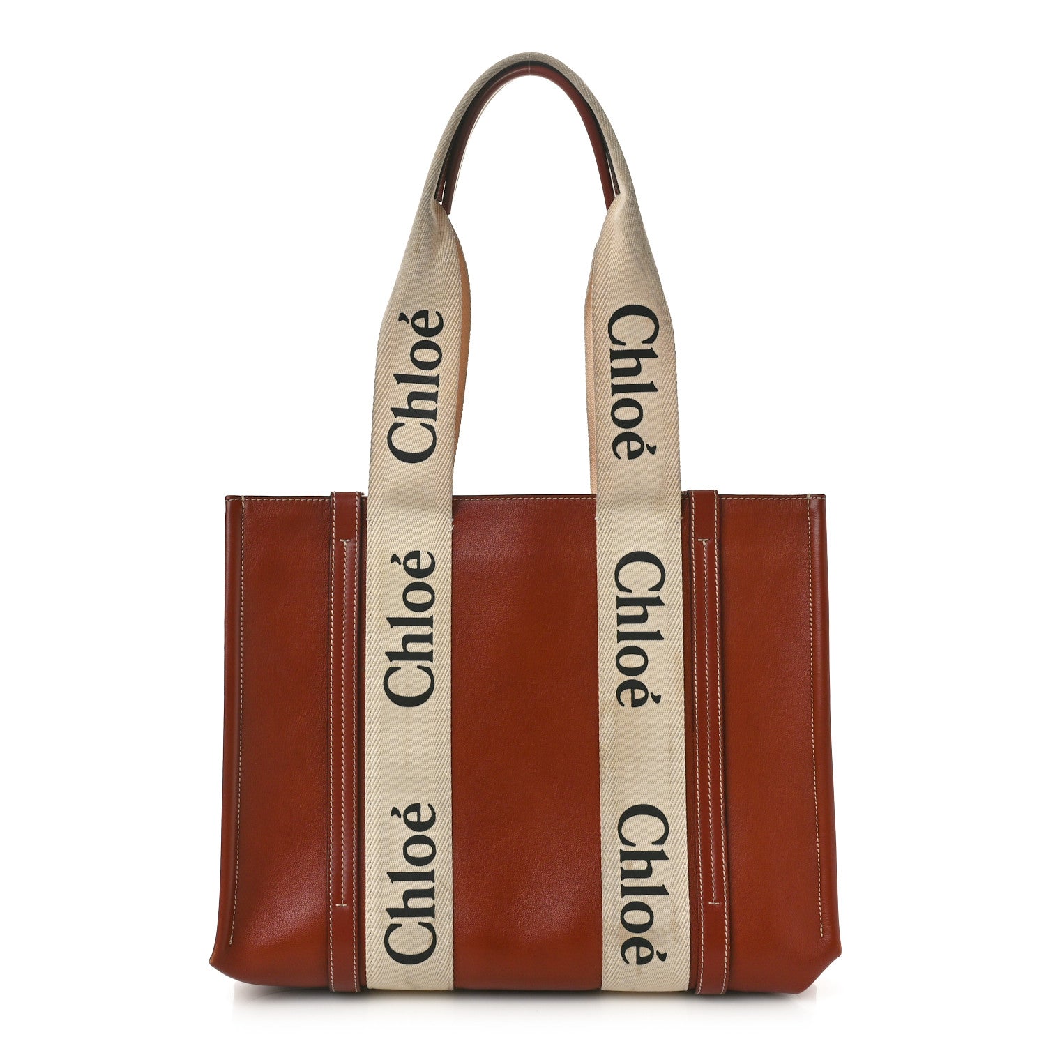 Chloe Calfskin Medium Woody Ribbon Tote Sepia Brown 1 of 14