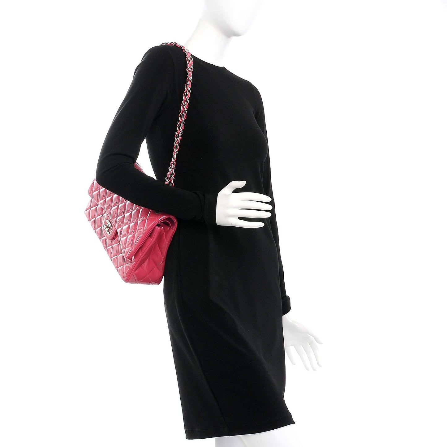 Patent Quilted Jumbo Double Flap Pink