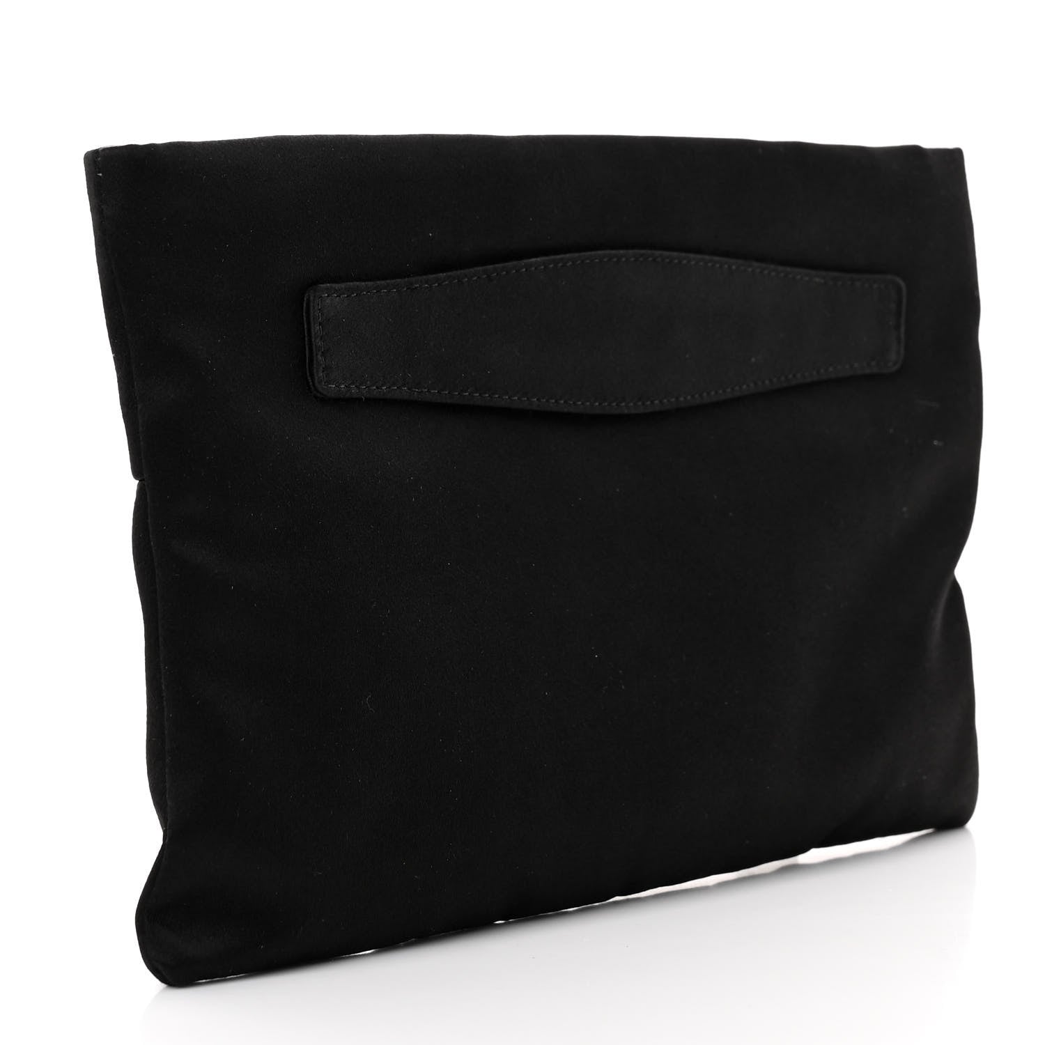Prada Satin Raso Evening Clutch Black 3 of 10