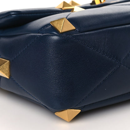 Valentino Garavani Nappa Large Roman Stud Shoulder Bag Marine 7 of 8