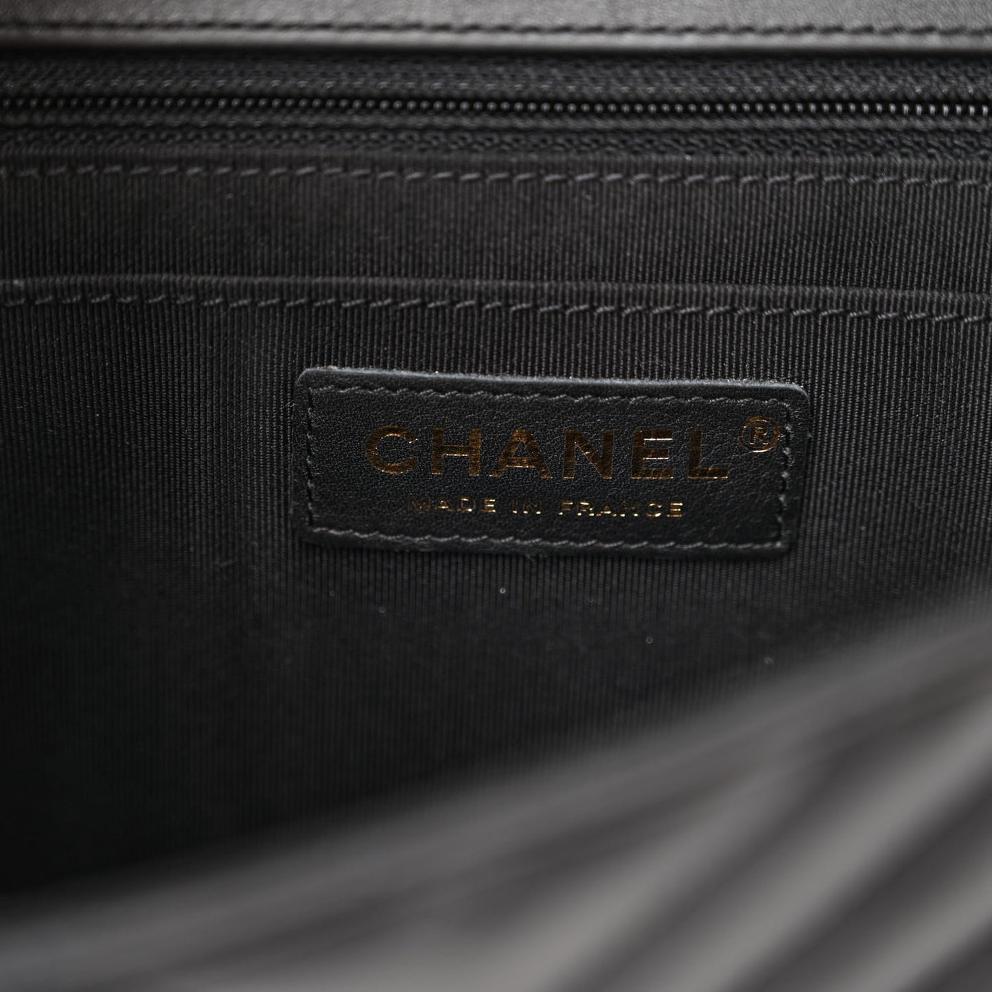 Calfskin Chevron Quilted Medium Statement Flap Black