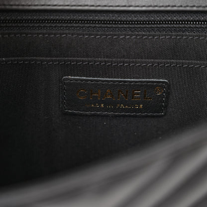 Chanel Calfskin Chevron Quilted Medium Statement Flap Black 6 of 13